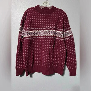 Vintage Puritan Sweater Red/Gray/Ivory 80s 90s Made In USA Grandpa Sz LG EUC